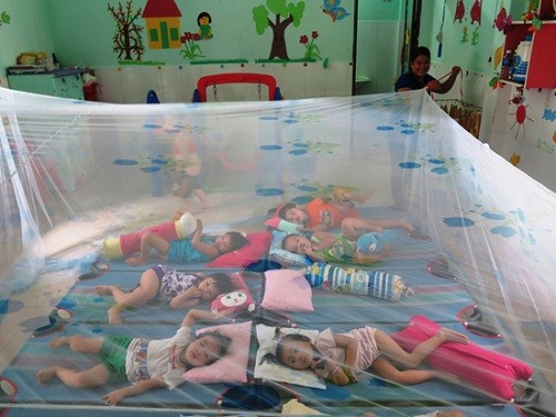 Mắc màn khi ngủ để ngăn ngừa sốt xuất huyết